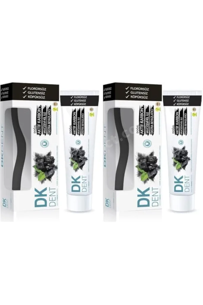 TTKTEKNOLOJİ DKDENT Vegan Aktif Karbonlu Florürsüz Diş Macunu 75 ml Diş Fırçası Hediyeli 2li paket T