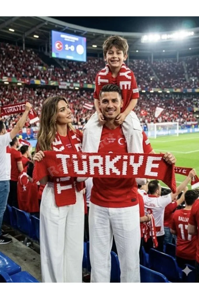 Örgü Puffy Kırmızı Beyaz Türkiye Yazılı Atkı (Taraftar Atkı Milli Takım)