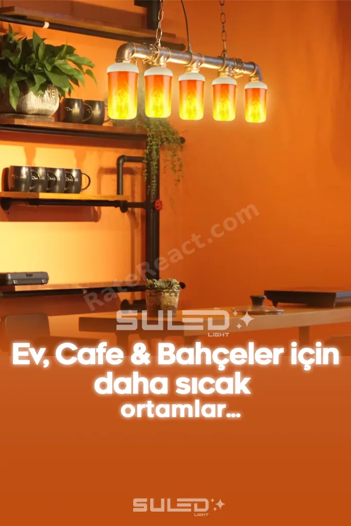 Alev Efektli Ampul 2'li Set Ateş Yanan Lamba E27 Duy Led Işık Şömine Ateş Kamp Lamba