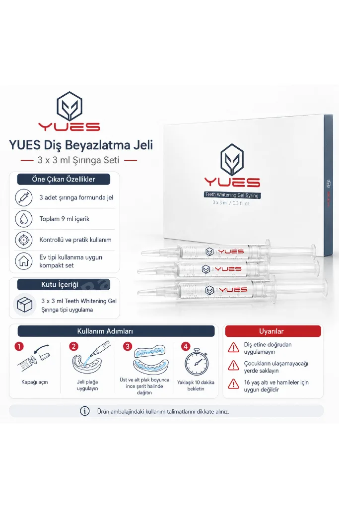 Diş Beyazlatma Jeli Şırınga Seti 3 x 3 ml Teeth Whitening Gel Syringe