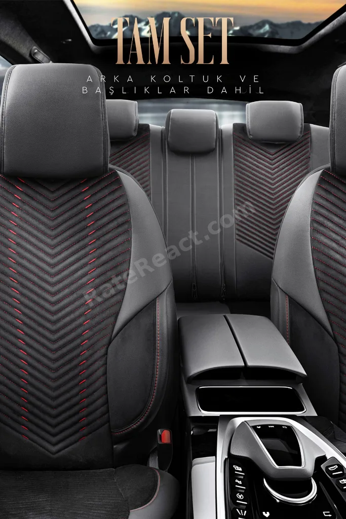 Advanced Design Özel Tasarım Premium Süet-deri Ekstra Destekli Universal Oto Koltuk Kılıfı Tam Set