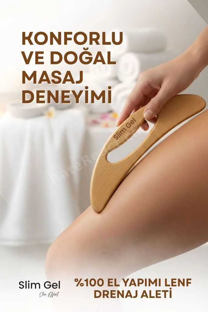 %100 Doğal Ahşap El Yapımı Lenf Masaj Aleti | Selülit Karşıtı Ahşap Masaj Aleti