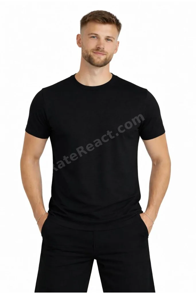 Erkek Siyah Kısa Kollu T-shirt-d405