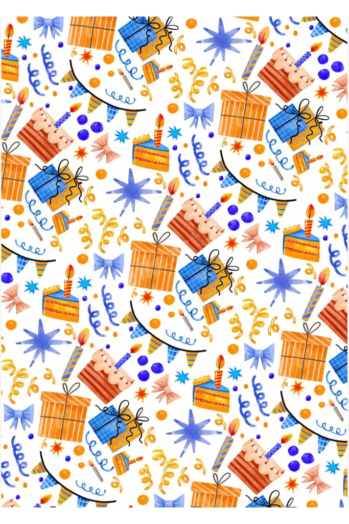 Doğum Gününe Özel Hediye Paketleme Ambalaj Kağıdı 35x50 cm 4' lü Paket (4 Adet)