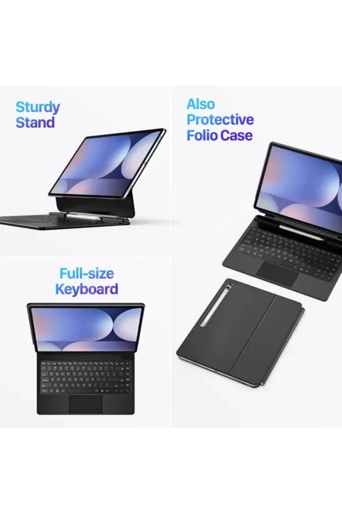 Galaxy S11 Ultra Uyumlu Şarj Göstergeli RGB Işıklı Magic Keyboard Touchpad Türkçe Q klavyeli Kılıf