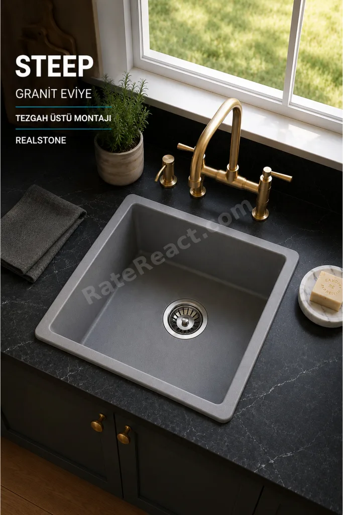 Real Stone Steep 50×40 Gri Granit Eviye