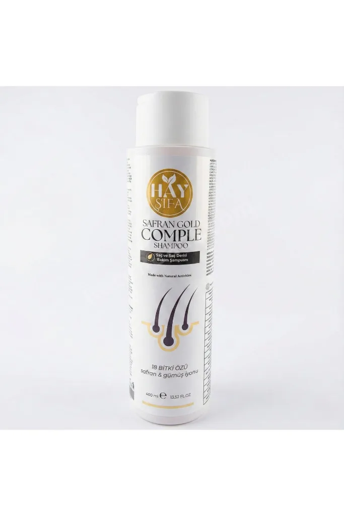 Safran Gold Complete Şampuan 400 ml Safran Özlü Gümüş İyonlu Keratin ve Biotin İçeren Bitkisel Şampu