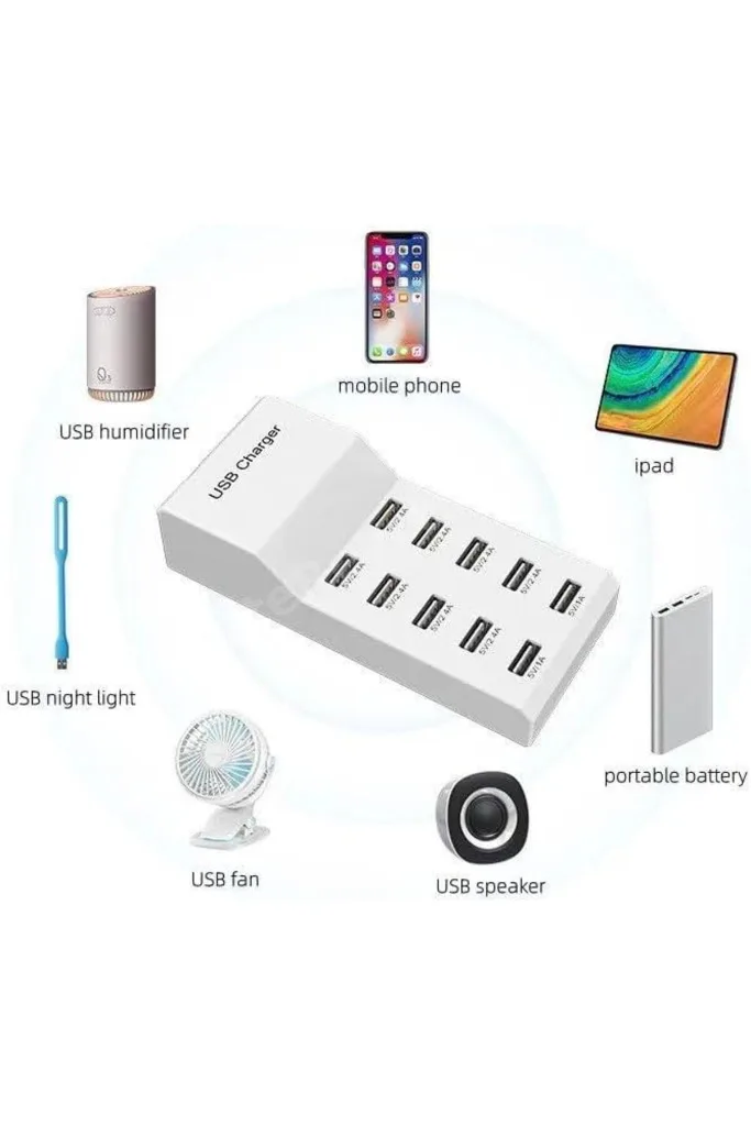 10 PORT ÇOKLU USB ŞARJ İSTASYONU 10 LU USB ŞARJ CİHAZI