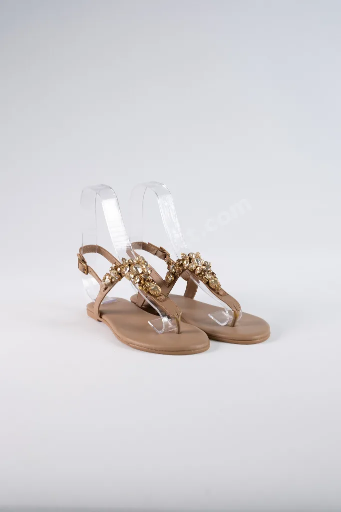 Lavion Nude Gold Taşlı Günlük Kadın Sandalet