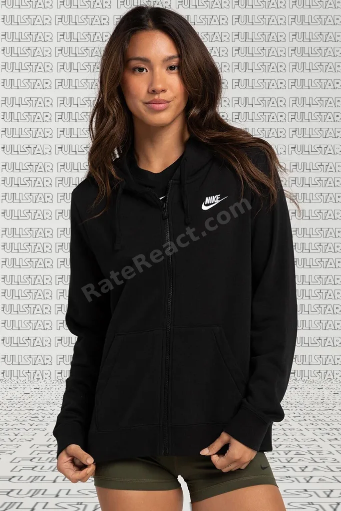 Sportswear Full Zip Black Hoodie Fermuarlı Kapüşonlu Sweatshirt Siyah