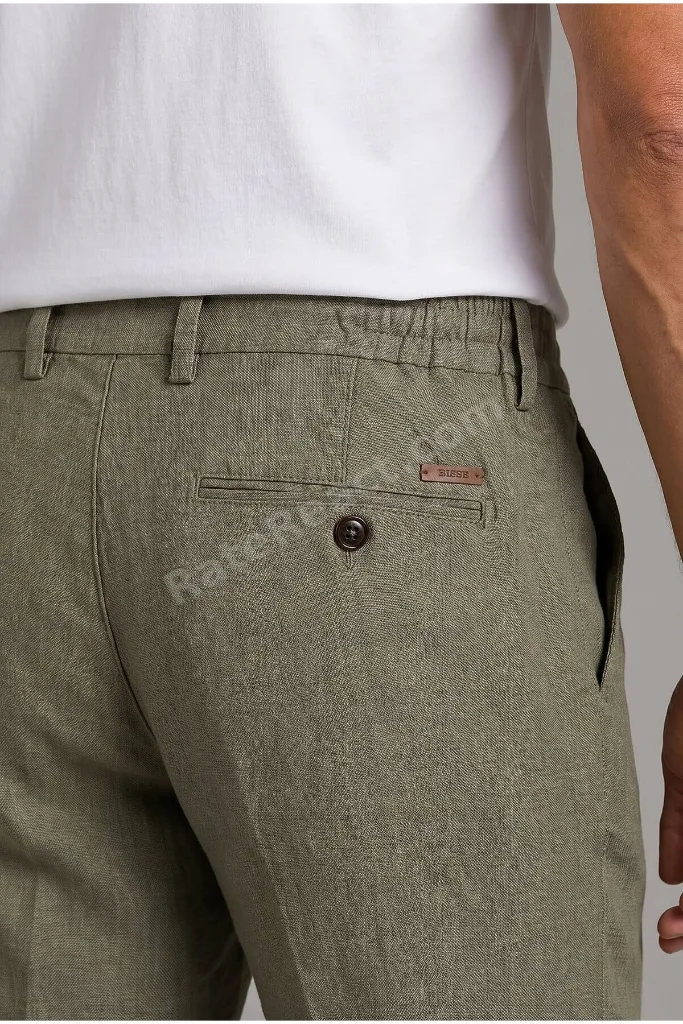 Haki Keten Jogger İpli Spor Pantolon