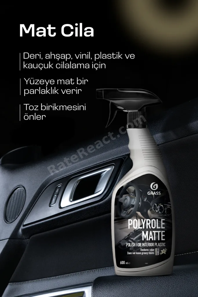 Vanilya Oto Kokusu Sprey 600 ml – Torpido & Plastik Mat Bakım (Polyrole Matte)