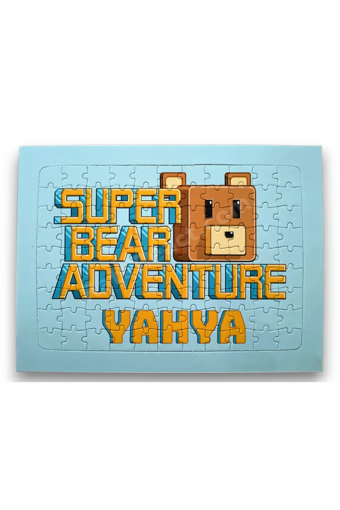 İsme Özel Super Bear Adventure Baskılı Puzzle Yapboz 99 Parça PZL-01