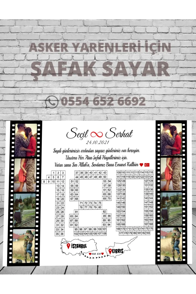 Asker Şafak Sayar Takvimi (KALIN BÜYÜK BOY ÇERÇEVESİZ)