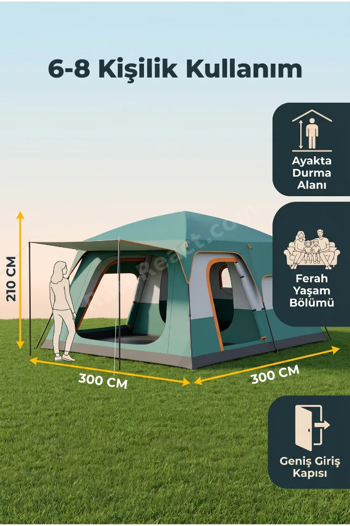 2 Odalı 10 Kişilik Geniş Kamp Çadırı