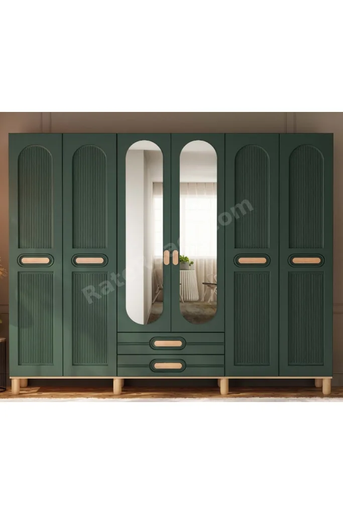 Begonya 6 Kapaklı Gardrop / 6 Kapılı Dolap / Komple MDF / Modern Tasarım