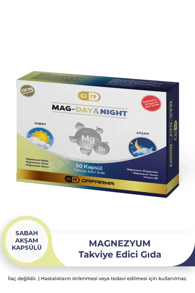 Magnezyum Kompleks Gündüz&Gece Glisinat-Malat-Sitrat-Taurat 60 Tablet