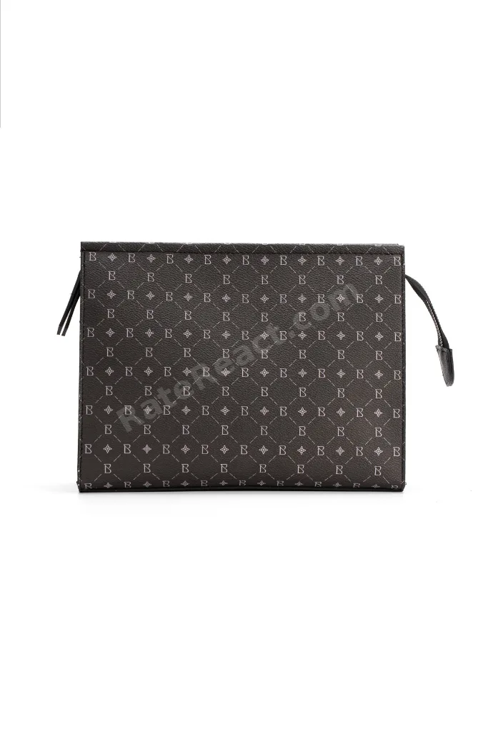 Kadın Siyah Monogram Portföy Clutch Çanta