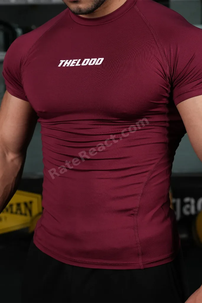 Bordo Kısa Kollu Compression Body Şekillendirici Tshirt