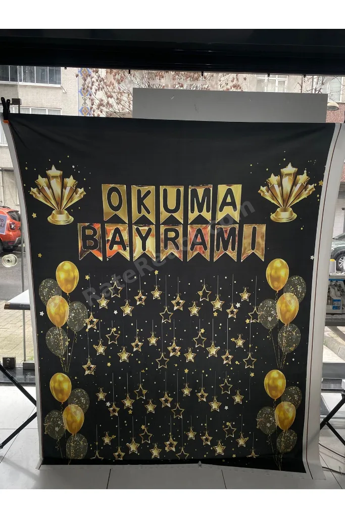 200X200 cm Ek Dikişli, Okuma Bayramı, Okul Etkinlik Kumaş Fon