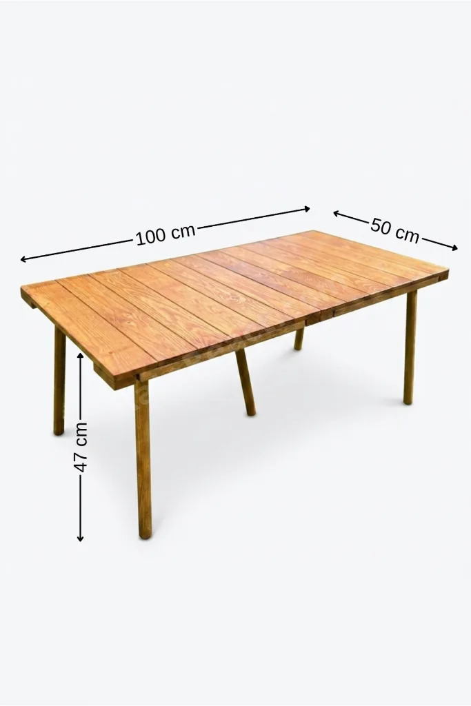 Portatif Katlanabilir Ahşap Kamp Masası 50x100 cm El Yapımı Piknik Masası Taşınabilir Masa Outdoor Balkon Bahçe Kamp Ekipmanı