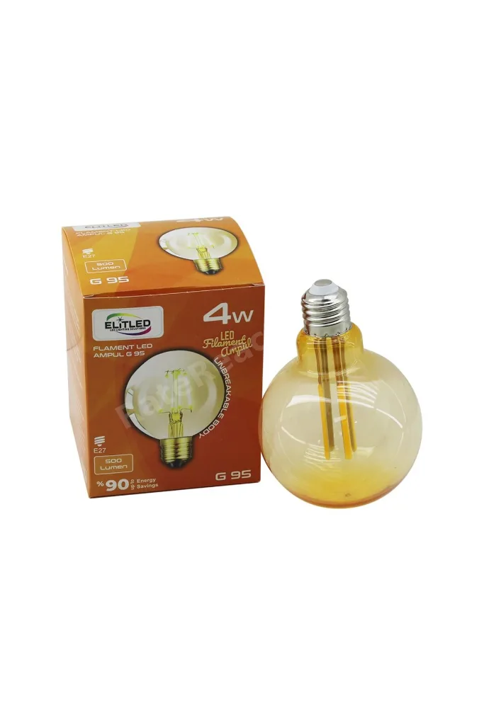 4W - E27 GOLD COLOR FLAMENT RUSTİK AMPUL 400LUMEN - 2200K KIRILMAZ GÖVDE (4887) NemereHome
