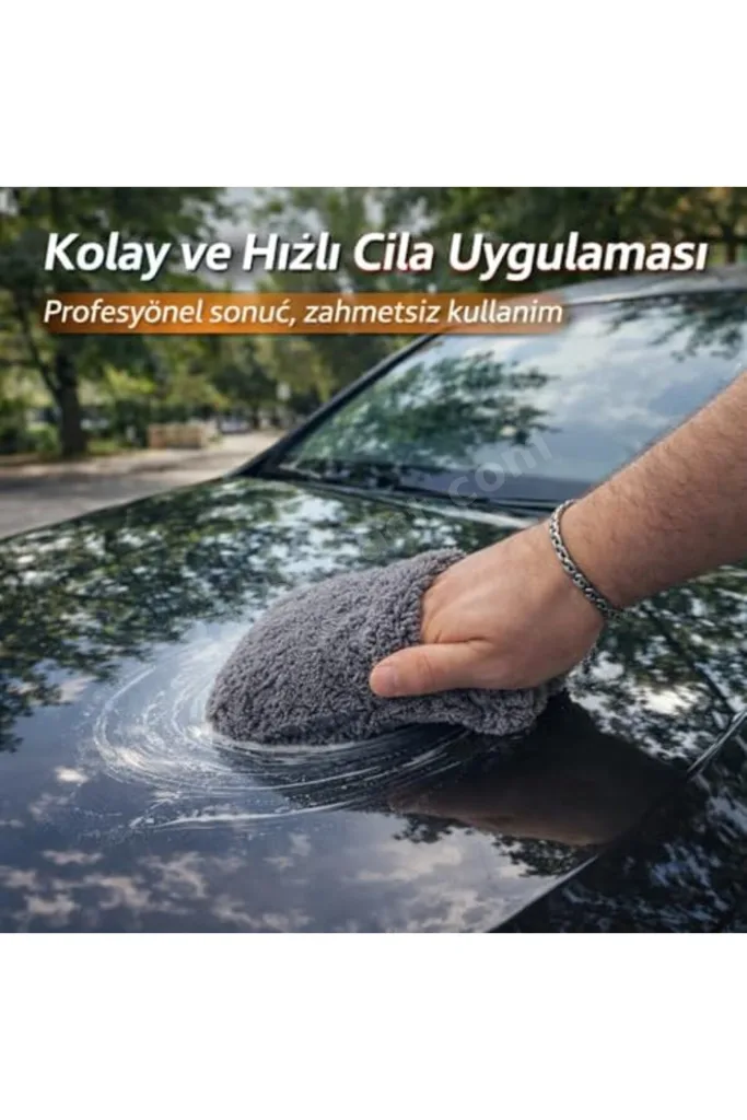 TTKTEKNOLOJİ SOGUD 4 Parmak Cila Eldiveni Mikrofiber – Araba Pasta Cila Uygulama Pedi, Wax Pad, Ultr