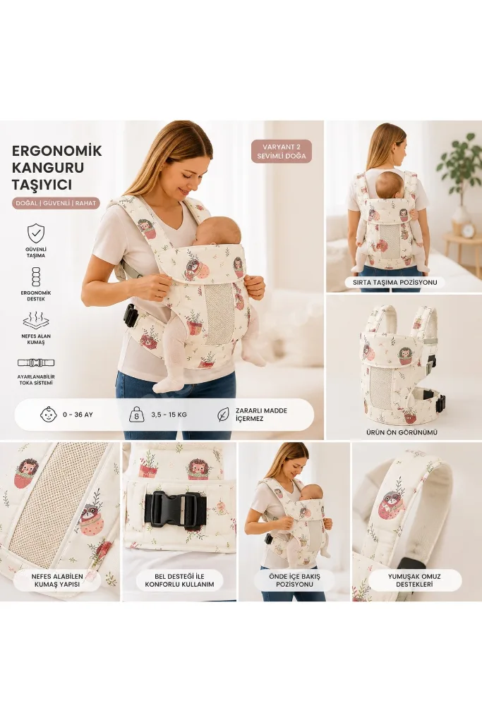 Bebek Sırt Destekli Ergonomik Kanguru Taşıyıcı Çok Yönlü Ayarlanabilir Konforlu