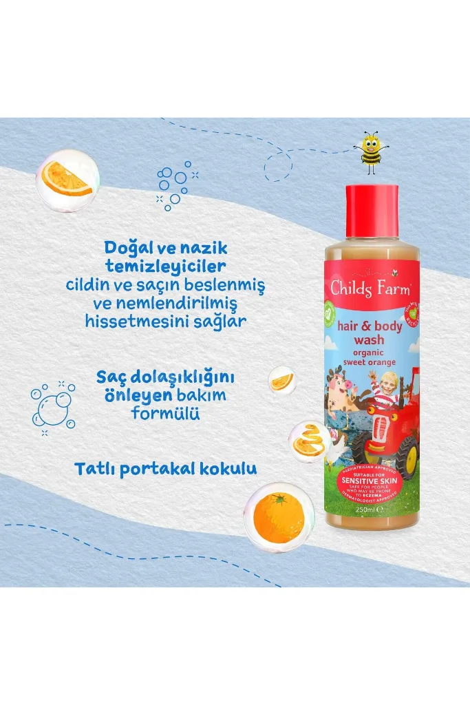 Organik Tatlı Portakal Özlü Çocuk Saç ve Vücut Şampuanı 500ml
