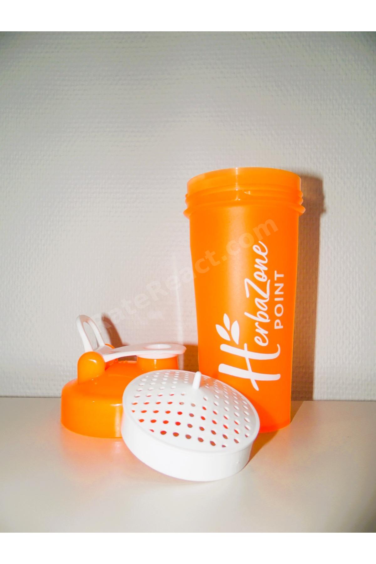HerbaZone Protein Shaker Turuncu - Sporcu & Antrenman, Sızdırmaz, BPA-Free 600 ml