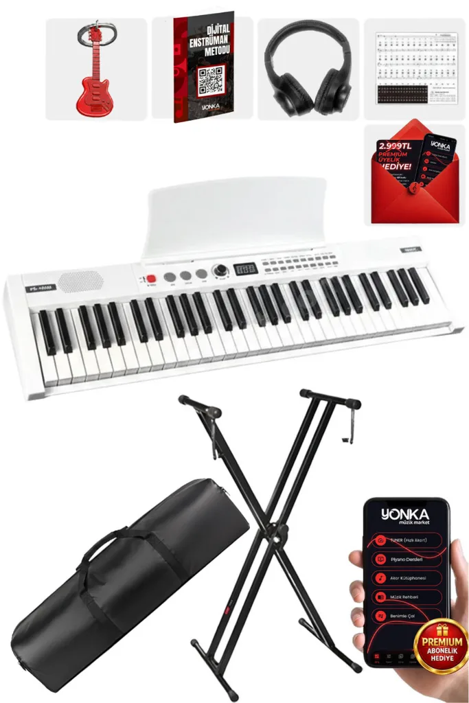 Ps4000wh-set Tuş Hassasiyetli 61 Tuşlu Org Bt Usb Midi Stand Çanta Kulaklık Sustain Metod
