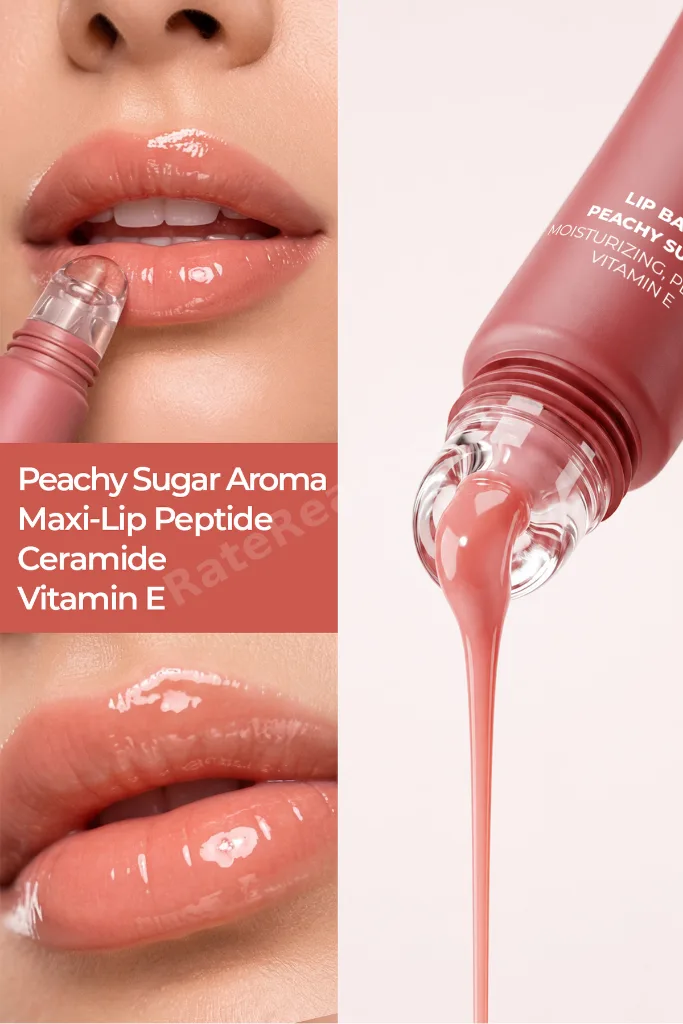 Cam Görünümlü Dudak Parlatıcısı Lip Balm Peachy Sugar | Yoğun Nem | E Vitamini & Peptide