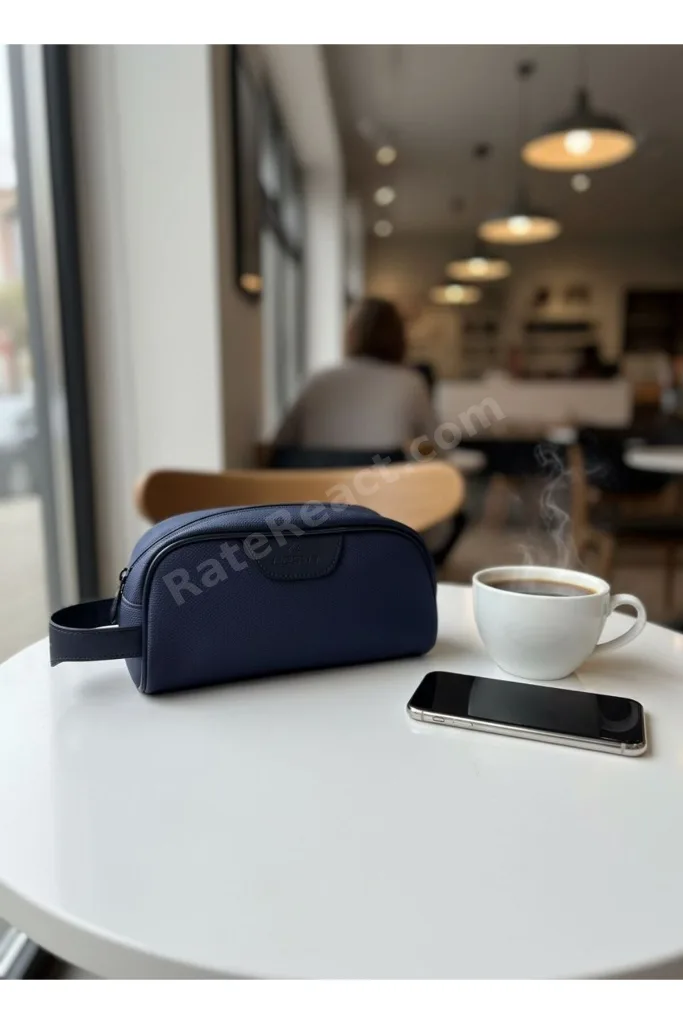 Lacivert Erkek Bakım Çantası – Suya Dayanıklı Dokulu Kumaş Seyahat Organizer Dopp Kit Tıraş ve Kozmetik Çantası 8376