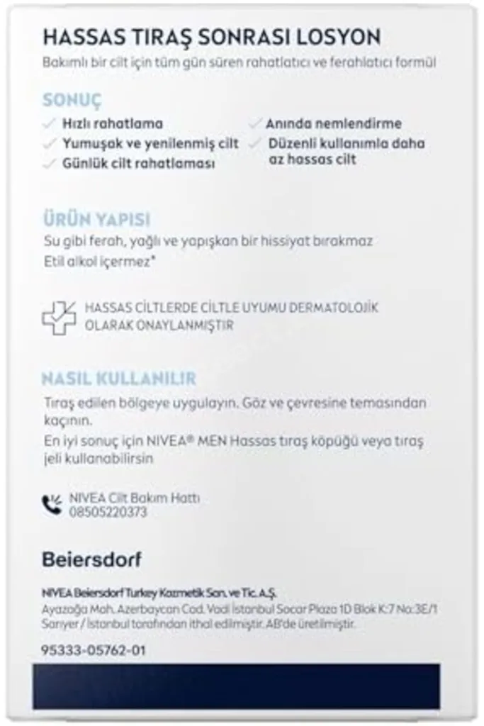 MEN Erkek Hassas Tıraş Sonrası Losyon 100 ml,Nemlendirici, Hassas Ciltlere Özel,Alkolsüz Formül, Hız