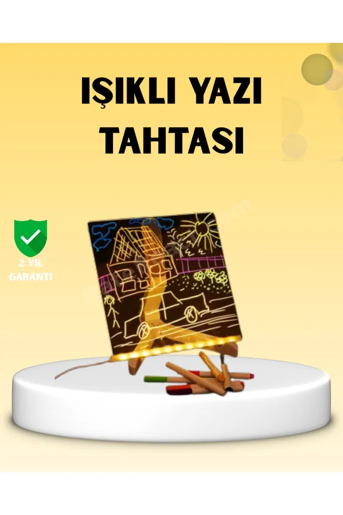 Renkli Kalem Setiyle LED Işıklı Akrilik Yazı Tahtası, Şık ve Eğlenceli Notlar