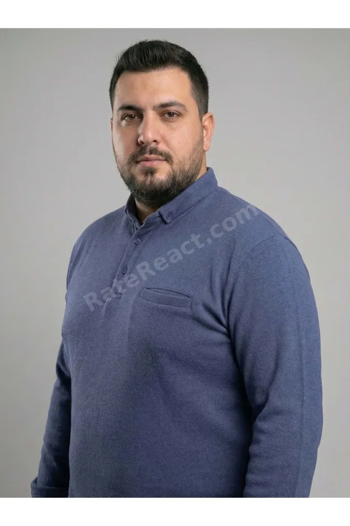 BÜYÜK BEDEN DÜZ RENK POLO YAKA SWEAT KAZAK