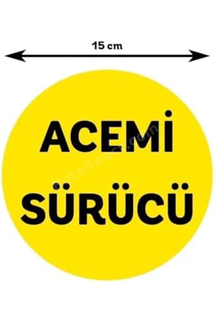Parti Tasarla Sarı Zemin Üzerine Siyah Renk Acemi Sürücü Yazılı 15x15 Cm revif 827927