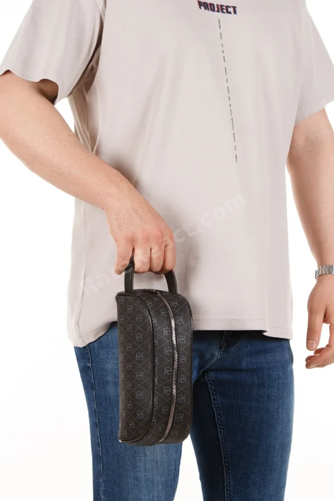 Siyah Unısex Suya Dayanıklı Tıraş & Kozmetik Portföy & Clutch El Çantası