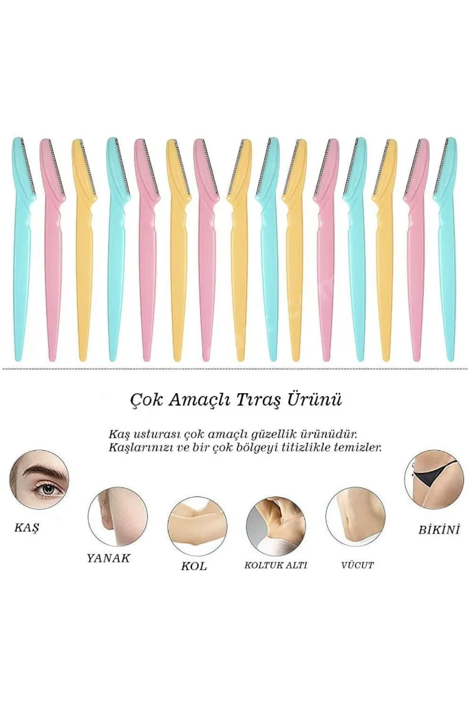2 Model (6 Paket ) Kaş Usturası ( 3 Adet ) Kaş Tarama Kirpik Fırçası