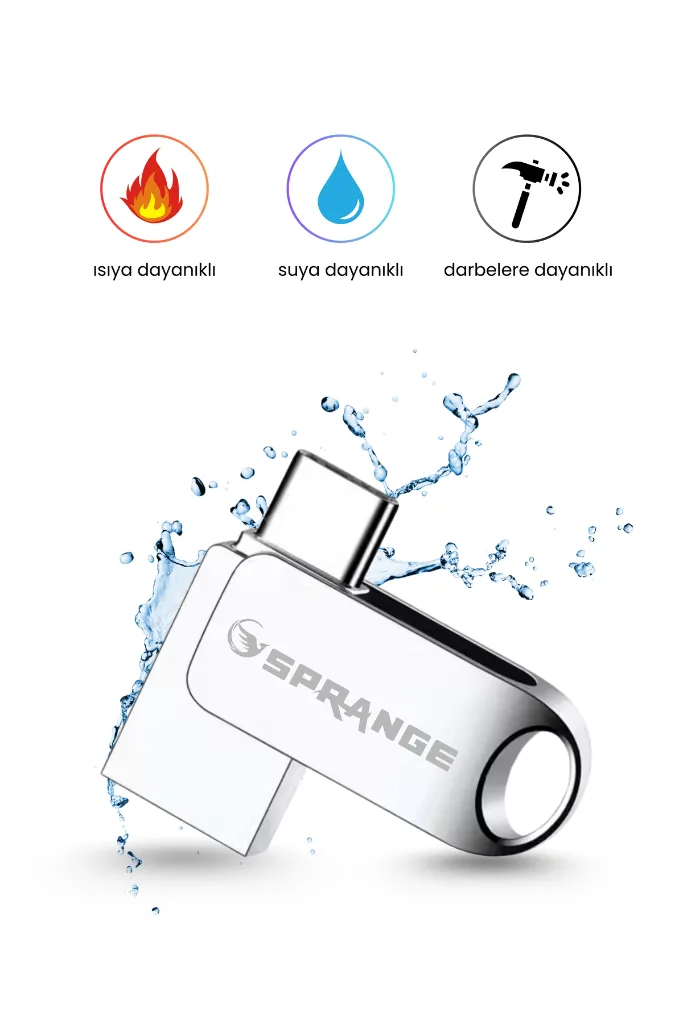Sprange 64 Gb Flash Bellek Usb 3.2 Ultra Typec Otg Android/Pc/İphone 15/16/17 IPAD Tak Çalıştır