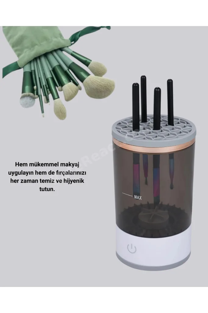 USB Şarjlı Makyaj Fırçası Temizleyici + Profesyonel Fırça Seti