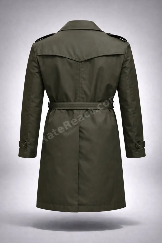 Slim Fit Su Geçirmez Kemerli Kruvaze Trençkot