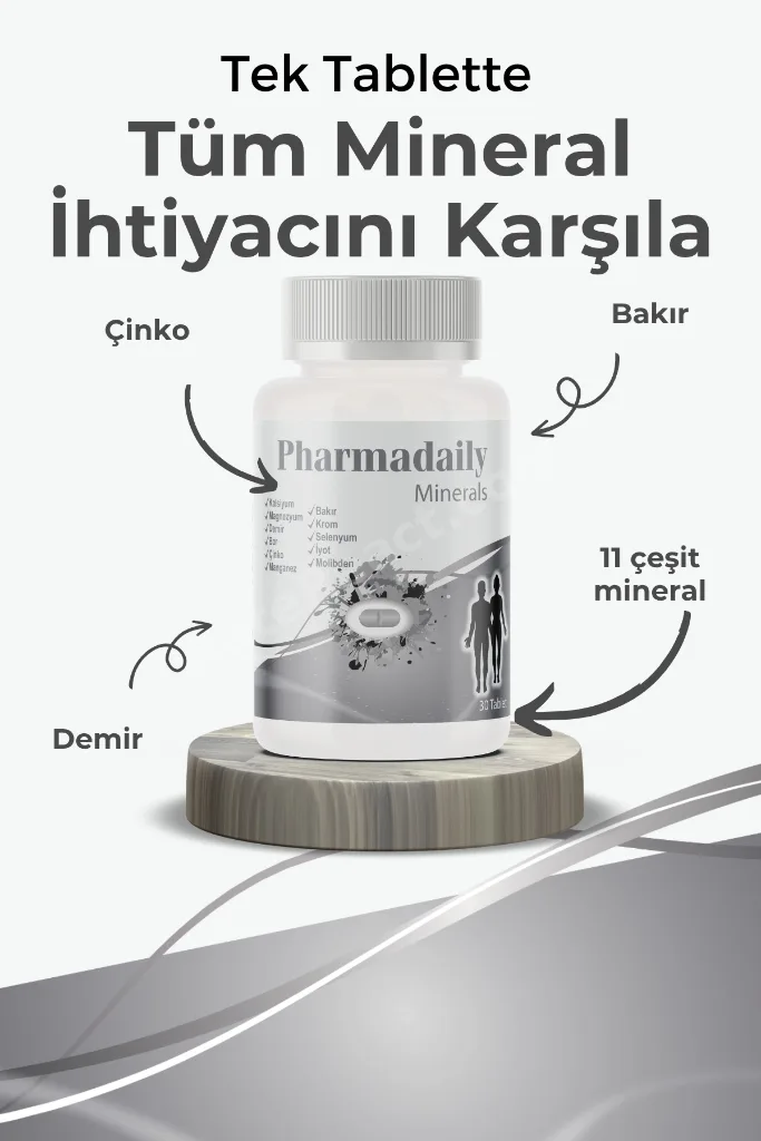 Minerals (11 Çeşit Mineral - Demir, Kalsiyum, Magnezyum, Molibden, Selenyum, Krom, Çinko) 30 Tablet