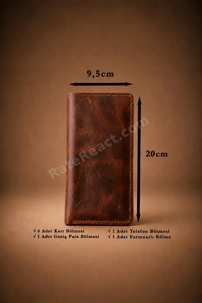 PREMIUM FULL GRAIN HAKİKİ DERİ UZUN ERKEK TELEFON CÜZDANI VE ANAHTALIK HEDİYE SETİ - İSİM BAKISINA UYGUN