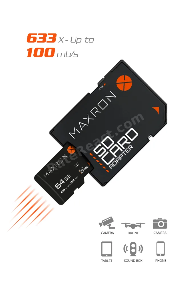 64 GB Hafıza Kartı SD Kart Adaptörü 100 Mb/s