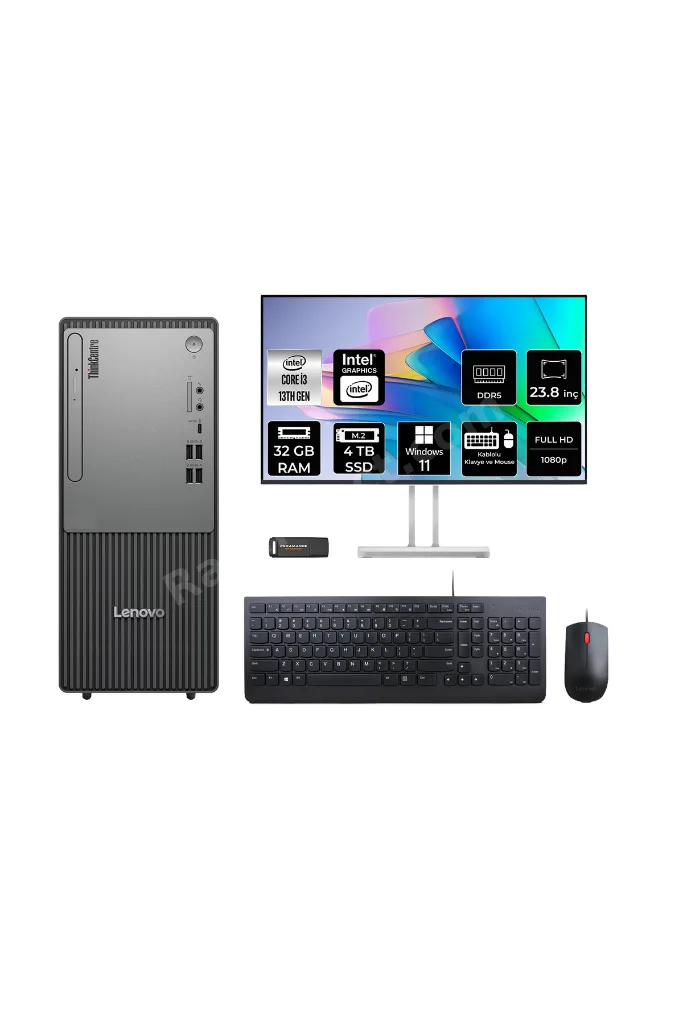 ThinkCentre Neo 50T G5 i3 13100 32GB 4TB SSD W11P Masaüstü Bilgisayar + 23.8" Monitör
