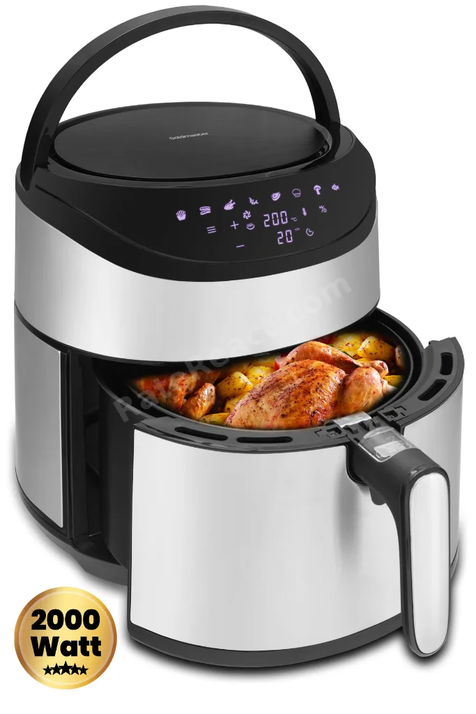 Foodfry İnox XXL Özel Tasarım Tutma Kolu Sessiz Fanlı Dokunmatik Airfryer Yağsız Sıcak Hava Fritözü