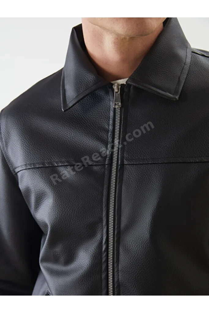 Shining Store'dan Işıltılı Seçimler Dar Kalıp Gömlek Roba Yaka Erkek Deri Görünümlü Ceket