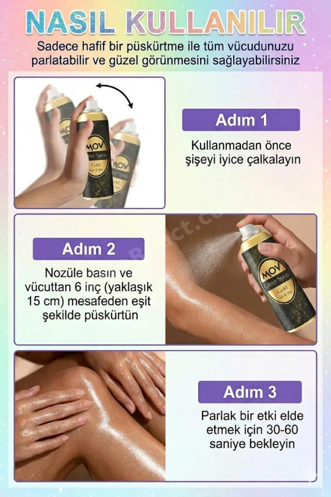 Glitter Spray GRİ - Saç ve Cilt İçin Işıltı Spreyi