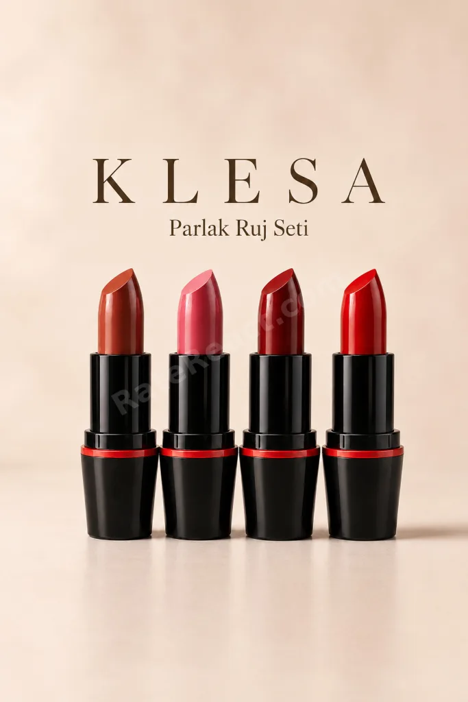 4'lü Parlak Ruj Seti 2 Nude Pembe Bordo Kırmızı Dudak Ruju
